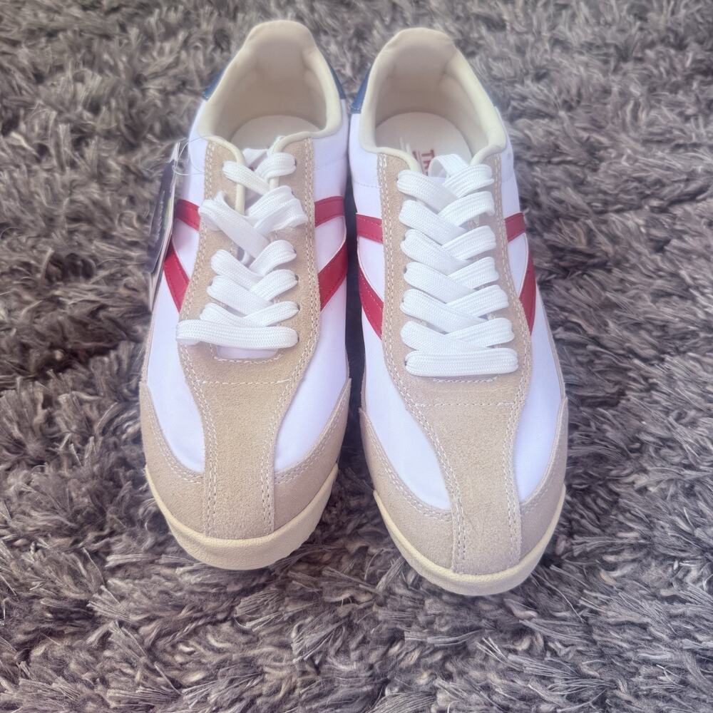 NWT Tretorn Rawlins 3 Retro Tennis Sneakers Women Sz 8.5 Red White Blue USA 250 - Picture 2 of 11